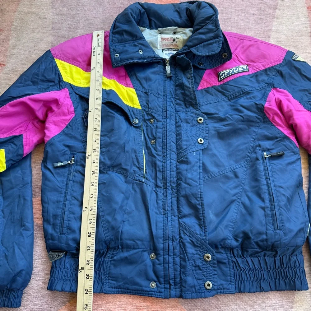 Vtg SPYDER Thinsulate Entrant Mens 80s Retro Winter Jacket L with Packable Hood - Picture 8 of 16